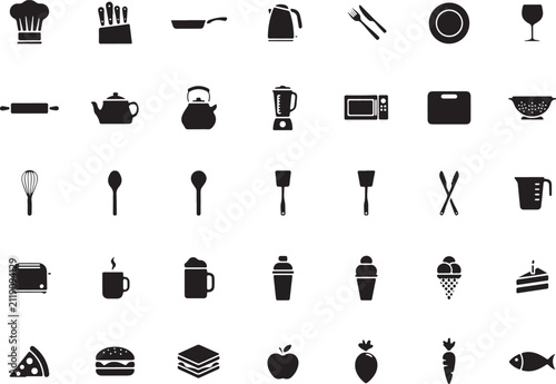 Kitchen and Dining Vector Icon Set