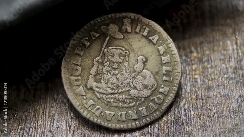 Antique Dutch 6 Stuivers Coin Macro Video