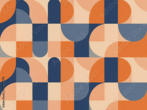 A geometric pattern featuring a repetitive grid of interlocking rounded shapes, such as circles and pill-like capsules
