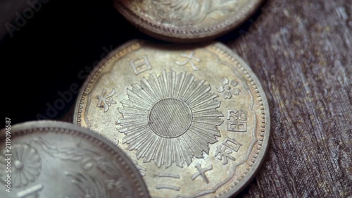 Showa 50 Sen Japanese Coin Collection Macro Video