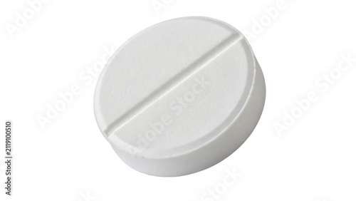 Foto White round medical pill or tablet drug supplement healthcare prescription dose