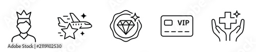 Foto Set of premium service icons, including vip customer, luxury travel, diamond qua