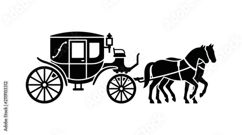 Horse-Drawn Carriage Silhouette Vector