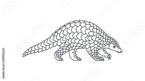 Pangolin Outline Vector Illustration