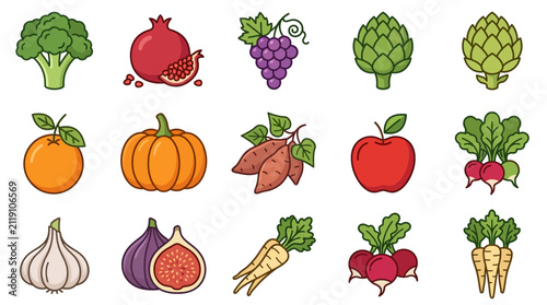 Corporate Showcasing 15 Colorful and Diverse Vegetables and Fruits for Marketing Education or Presentation