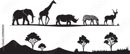 Photography African safari animal silhouettes