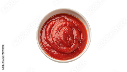 Quadro su tela Small glass bowl filled with delicious thick red tomato ketchup sauce condiment