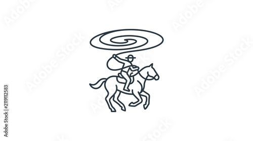 Cowboy Lasso Line Art Vector