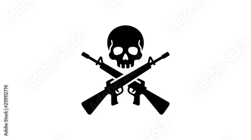 Skull and Crossed Rifles Vector Illustration