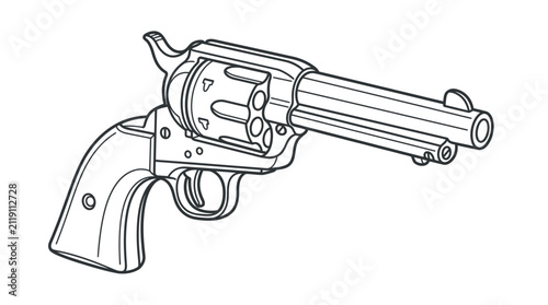 Classic Revolver Handgun Outline Vector