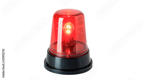 Red emergency siren beacon light flashing warning signal alarm isolated on transparent background cut out