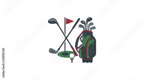 Golf Equipment Flat Design Vector Illustration