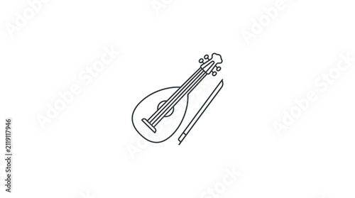 Bild auf Leinwand Lute with Bow Outline Vector Illustration