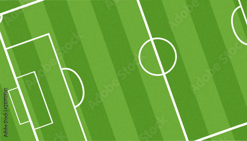 Soccer grass stadium with pitch background field and top icon texture. 3d view ball with vector graphic green and mark play corner. Template line soccer with design football pitch and team.