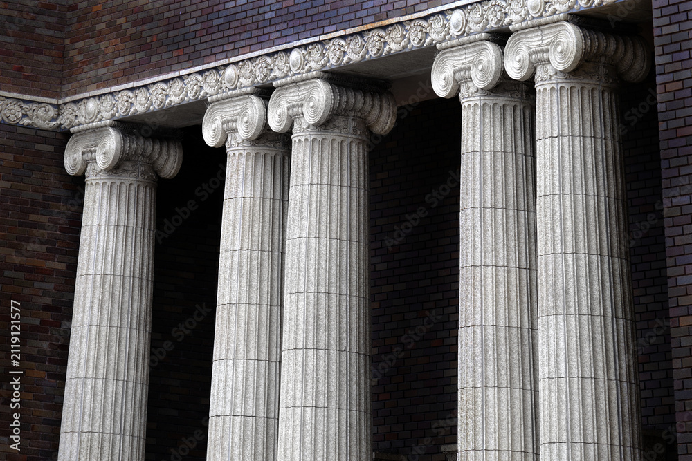 Obraz premium Modern Building Courthouse or Library or Museum with Columns in Architecture Texture Building