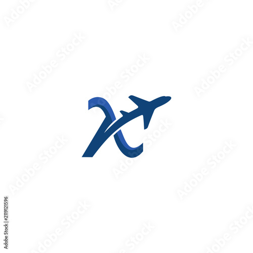 Abstract Letter AX Logo Design with Airplane