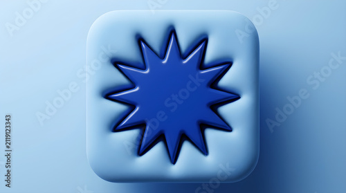 Star symbol sits centered on a soft rounded square button in a clean minimalist digital design.