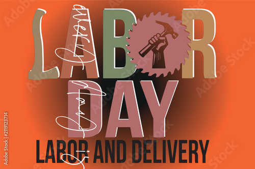 American Labor Day Greeting Vector with Red Wrench and Patriotic Typography