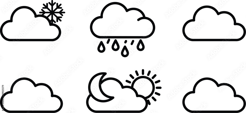 Obraz premium Cloud vector weather symbols collection of conditions