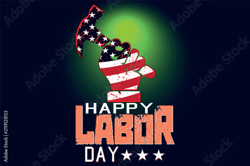 Patriotic Happy Labor Day Poster Design with Wrench Icon and Stars