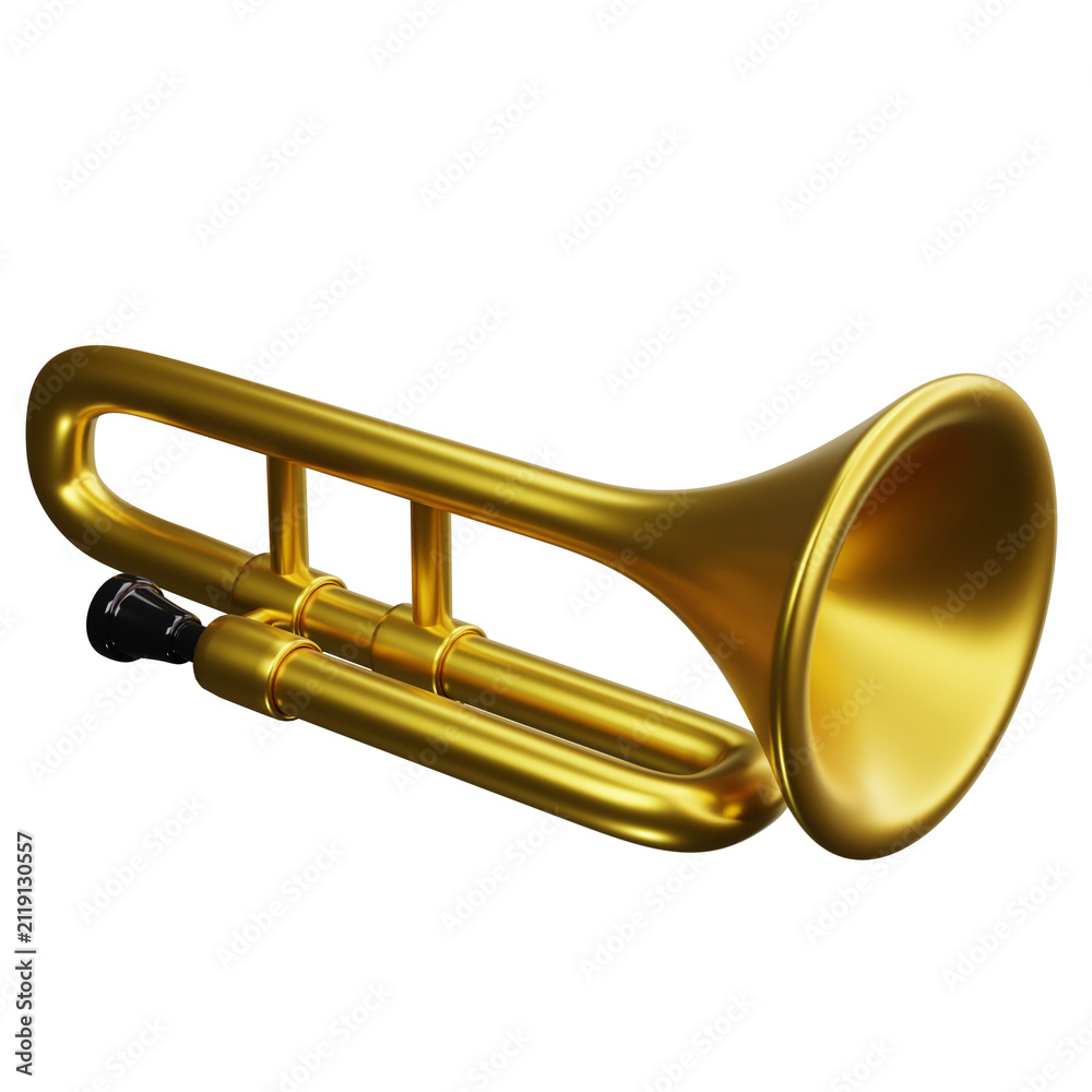 Obraz premium Brass Trombone Musical Instrument 3D Illustrations