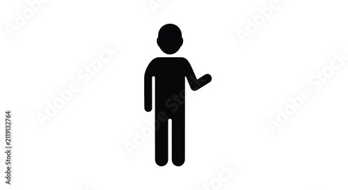 Stick figure silhouette presenting with outstretched arm on a white background human