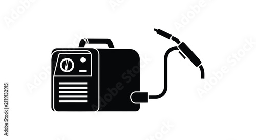 Welding machine silhouette against a white background a simplified industrial graphic welder