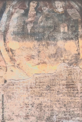 halfo tone vintage print of a romanic virgin and christ art wall