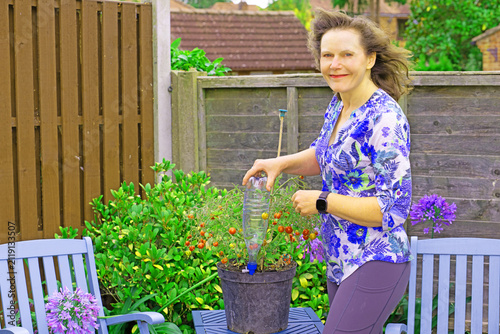 Using water feeders for container plants.