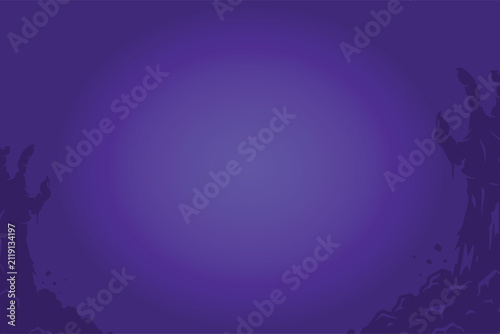 Spooky Purple Halloween Background with Zombie Hands Rising from the Ground