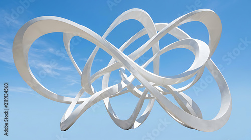 Abstract white curved lines forming a complex knot shape