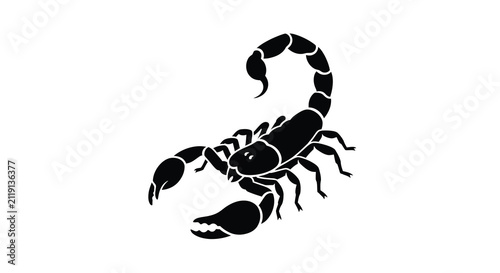 Scorpion Silhouette Against A White Background A Bold Black And White Illustration