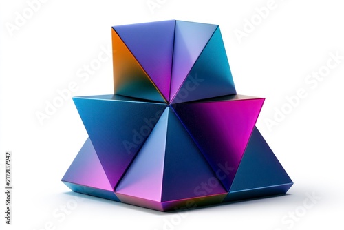 3d geometric pyramids overlapping in a volumetric composition isolated on a clean white background modern digital illustration for graphic design