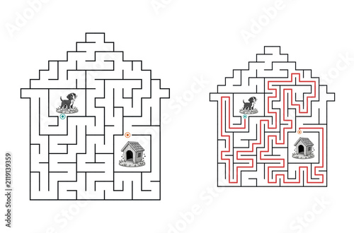 Puppy Finds Dog House Maze Puzzle