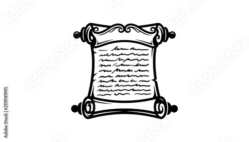 Foto Scroll with Handwritten Text on Ornate Frame, Vintage Style Illustration Featuri