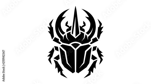 Obraz na płótnie Stylized Black Scarab Beetle Silhouette Icon.
