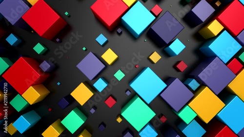 Background of Cubes. Abstract motion, loop, 3d rendering, 4k resolution
