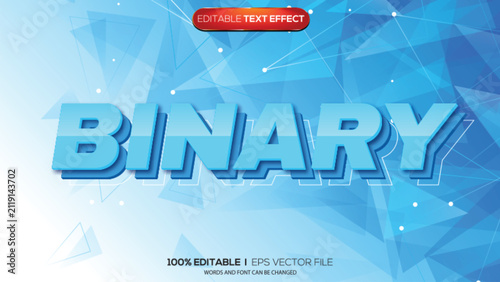 3d text effect binary theme