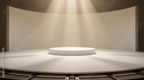 Empty white product podium under spotlight