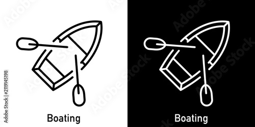 Boating and boat icon. Vector editable line.