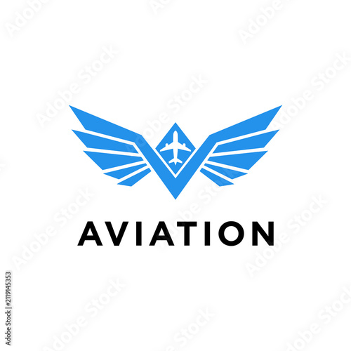 Aviation Wings Logo Design Vector with Airplane Symbol Modern Flight Emblem for Airline Aerospace Travel Transportation Branding