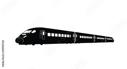 Black Silhouette Of A High speed Train On A White Background Transportation Iconography
