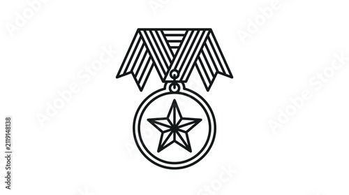 Star Medal Outline Vector Illustration