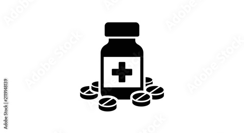 Medicine Bottle and Pills Icon