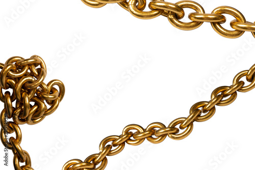 Golden chain isolated on white background.