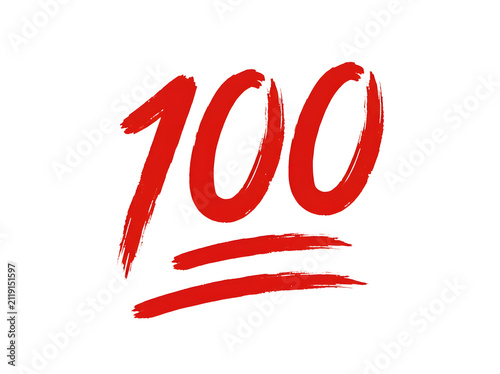 Red 100 emoji symbol isolated on transparent background