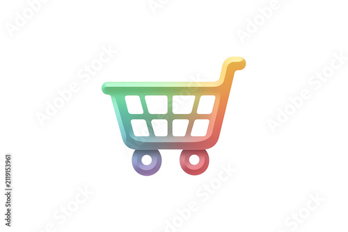 Colorful shopping cart icon, vibrant gradient design, modern vector illustration for e-commerce, online shopping, and digital marketing