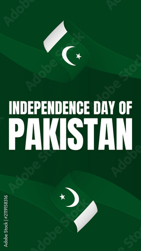 Foto Pakistan Independence Day celebration with flag and crescent moon star graphic d