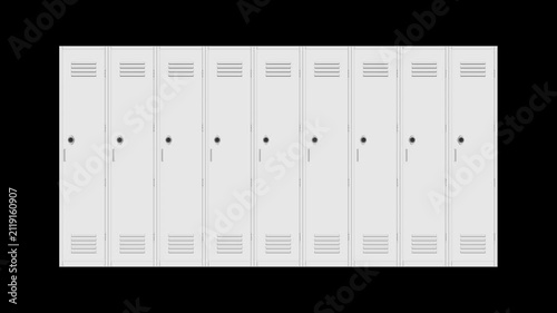 Animation of a single-tier metal locker with doors opening and closing on alpha channel black background.