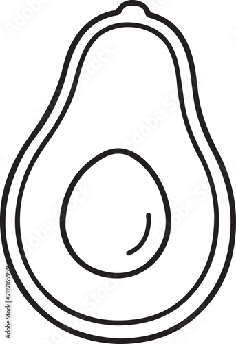 Illustrated Avocado Half with Pit Isolated